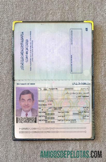 Passaporte de Omã (1995 2005) Visual fotográfico amostra